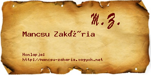 Mancsu Zakária névjegykártya